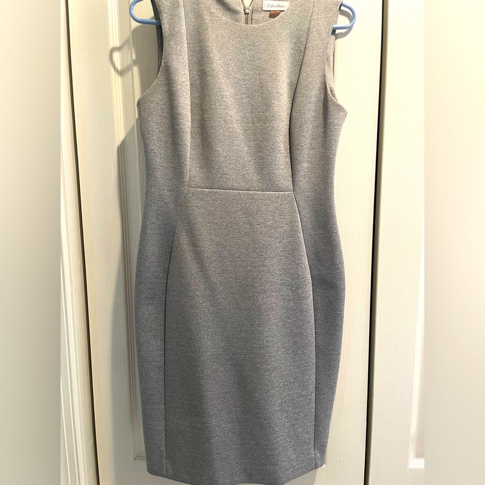 Calvin Klein Gray neutral sheath dress. Size 8. Fabric has stretch.
